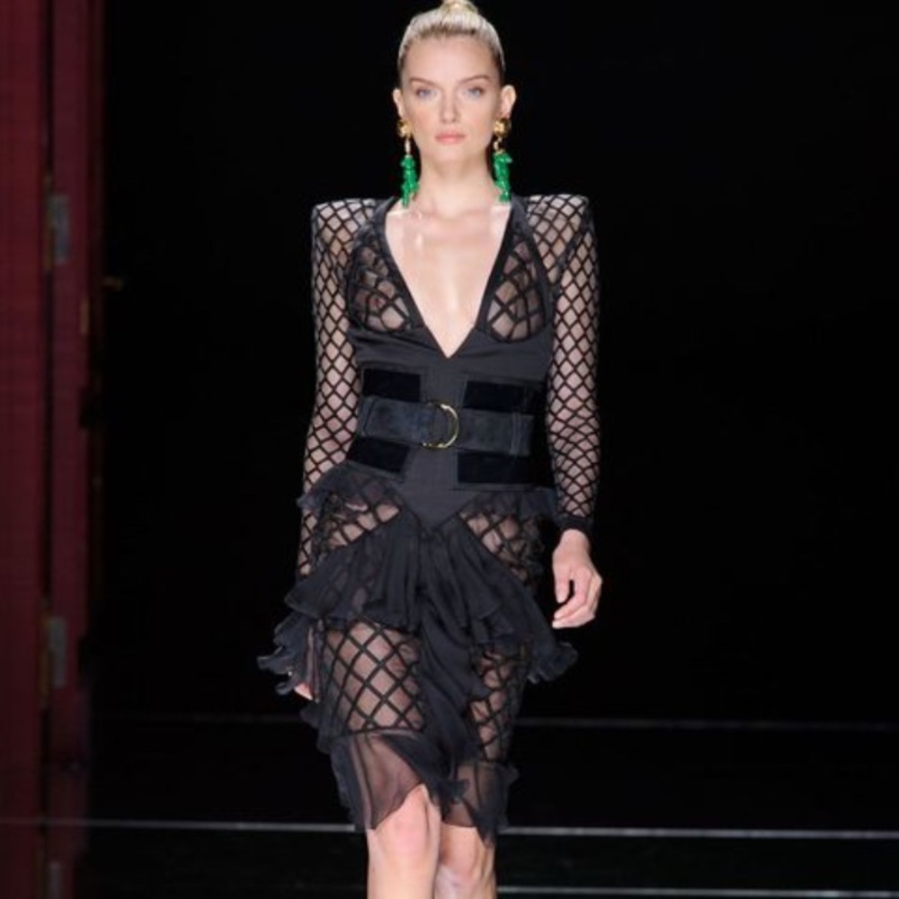 Balmain black corset belt